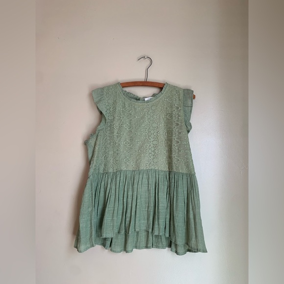 Umgee  blouse babydoll peasant shirt, boho top lace gauzy coastal Spring large - Picture 1 of 6